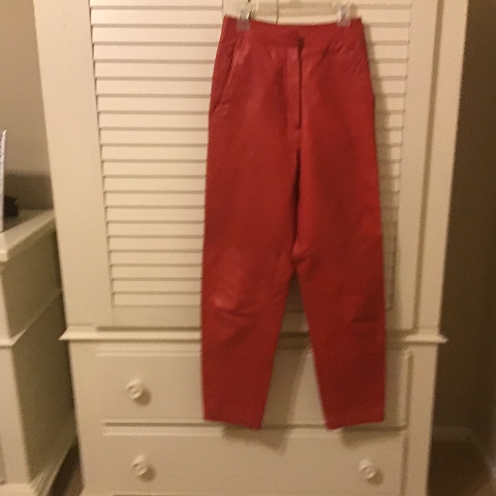 North Beach Leather Red Asymmetrical Moto Jacket And Pants Set - Picture 5 of 7